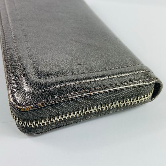 Coach Zip Around Silver Metallic Wallet - Picture 6 of 12
